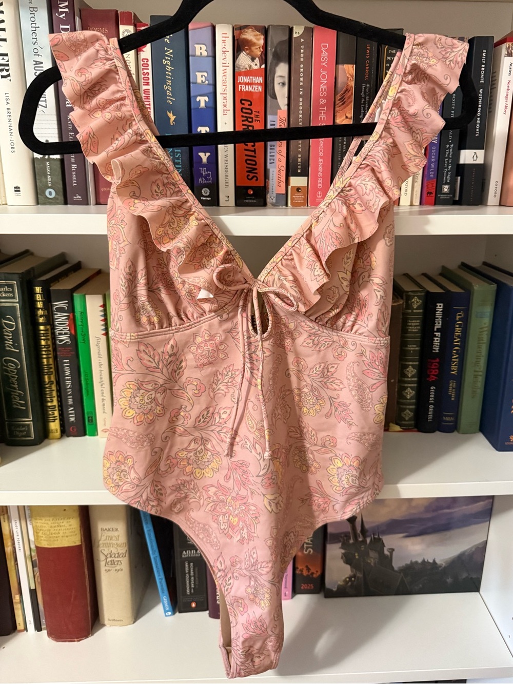 Joe Fresh Pink Floral Ruffle V-Neck Swimsuit